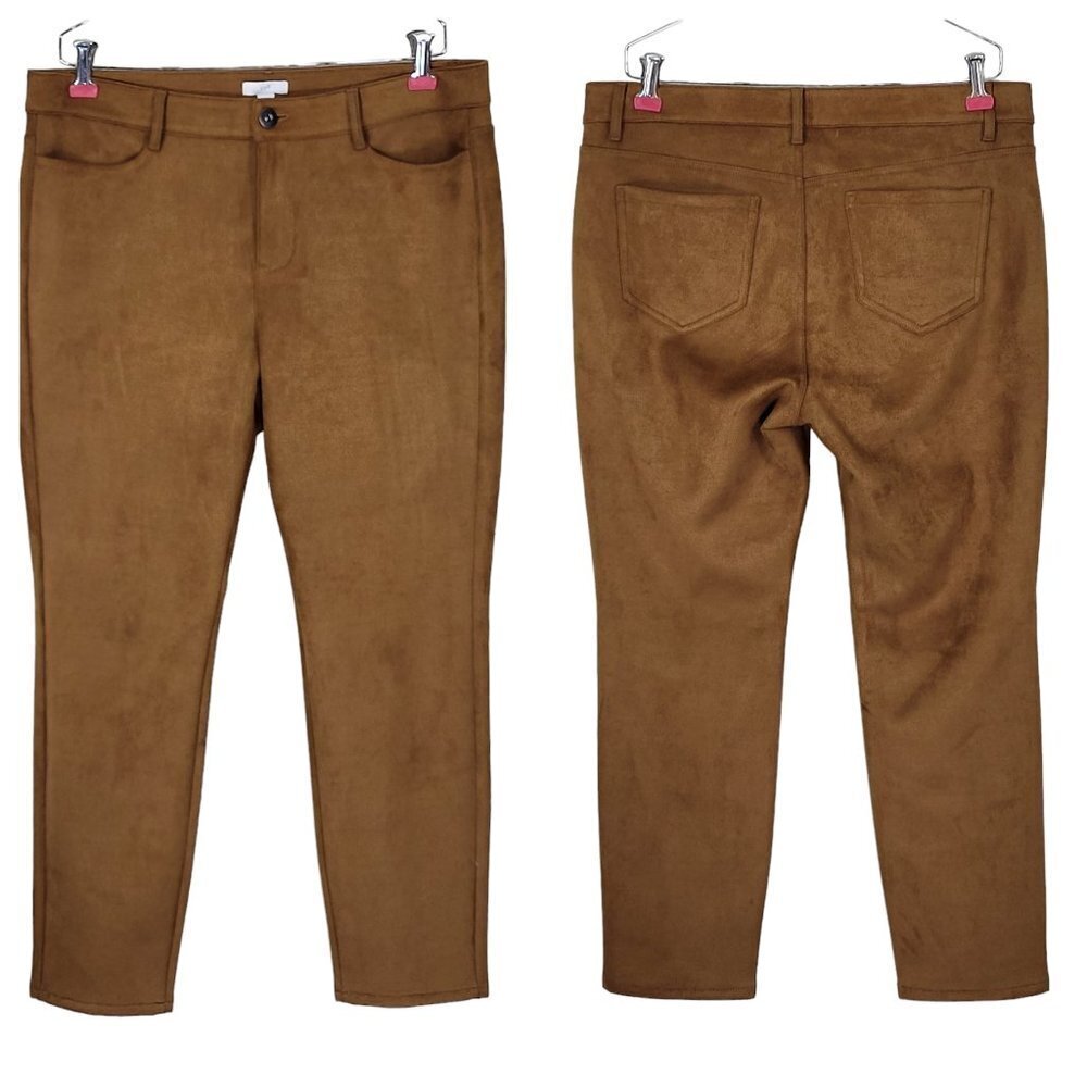 J. Jill Camel Faux Suede Cropped Ankle Pants